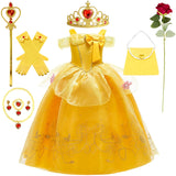 Children's Halloween Role Play Fairy Princess Belle Dress Xmas Carnival Masquerade Performance Birthday Party Fancy Girl Clothes