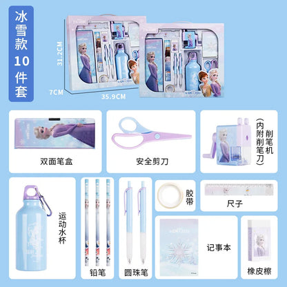 Disney Stationery Set Gift Box Mickey Minne SpiderMan Lotso Frozen Primary student School Supplies Boys girls Children's Gift