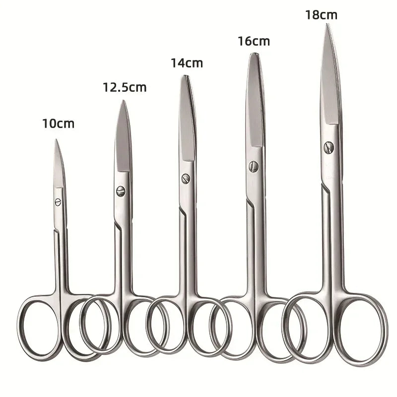 Instrumentos quirúrgicos de acero inoxidable con punta recta y curva, para suturar tejidos, tijeras, equipo médico de emergencia para campo.