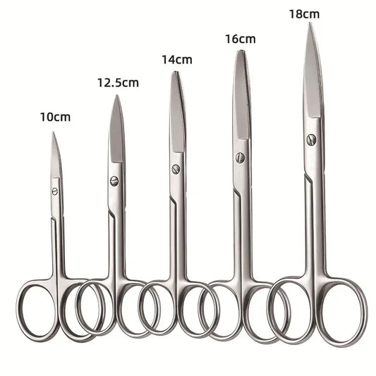 Instrumentos quirúrgicos de acero inoxidable con punta recta y curva, para suturar tejidos, tijeras, equipo médico de emergencia para campo.