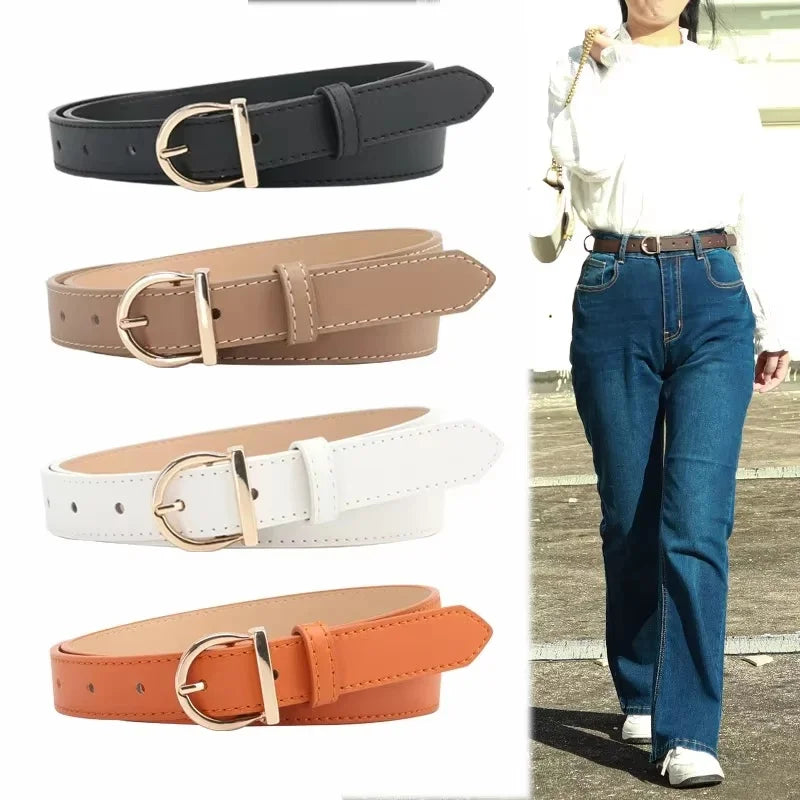 Women's Belt Fashion Pin Buckle Thin Belt Genuine Luxury Soft Belt Women With Cargo Pants Jeans Windproof Belt PU Leather Belt