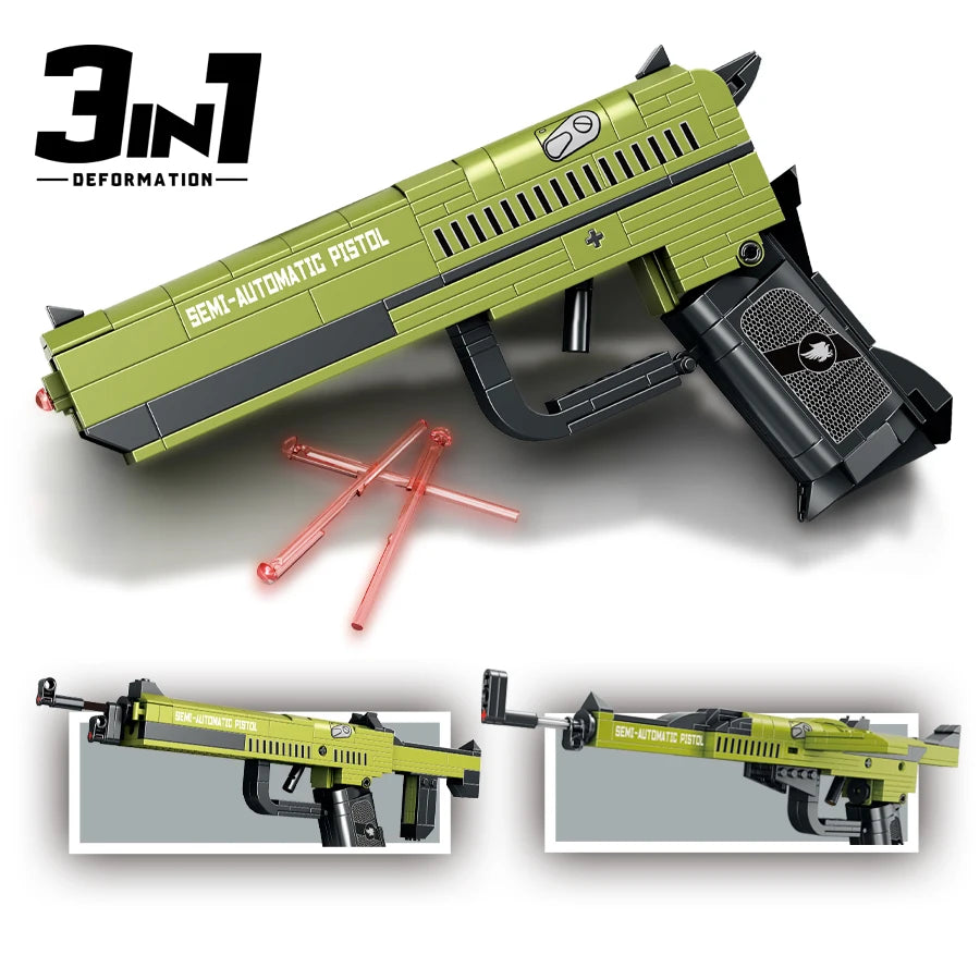 Technical Building Blocks Toys Gun Scorpion Uziel Submachine Magnum Eagle USP Pistol WW2 Military SWAT Weapon Model For Children