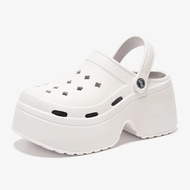 Sandalias de tacón alto y grueso para mujer, zapatos de playa y jardín, impermeables, con suela suave de 9 cm, para verano, 2024 