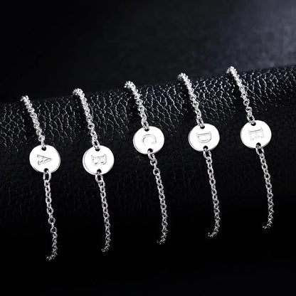Tornozeleira em prata esterlina 925 para homens e mulheres, 26 letras, letras, pulseiras com correntes, festa de casamento, personalidade joias, presente senhora