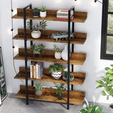 Tribesigns Bookshelf Storage Rack Standing Shelf 5 Tier Industrial Sturdy Bookshelf with Iron Pipe Frame