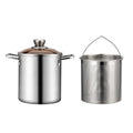 LMETJMA 3L Deep Fryer Pot Stainless Steel Frying Pot With Mesh Steamer Basket Japanese Tempura Fryer Pot with Lid and Tong JT230