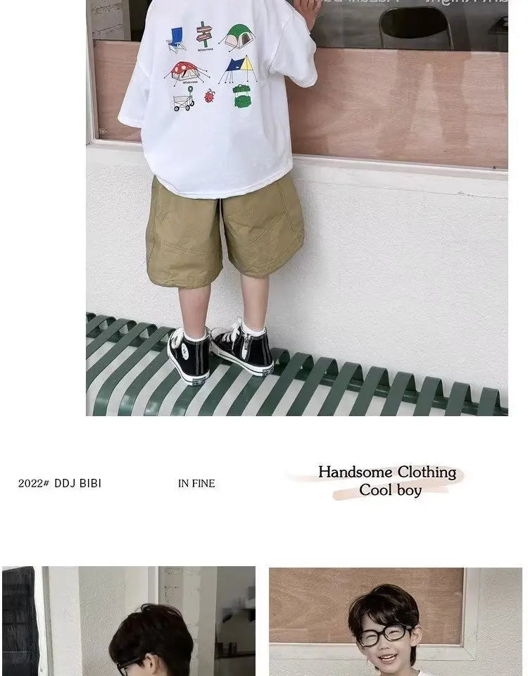 Boys' Summer Short Sleeve T-shirt New Small And Medium Children's Round Neck Top Children's Casual Versatile Half Sleeve Fashion