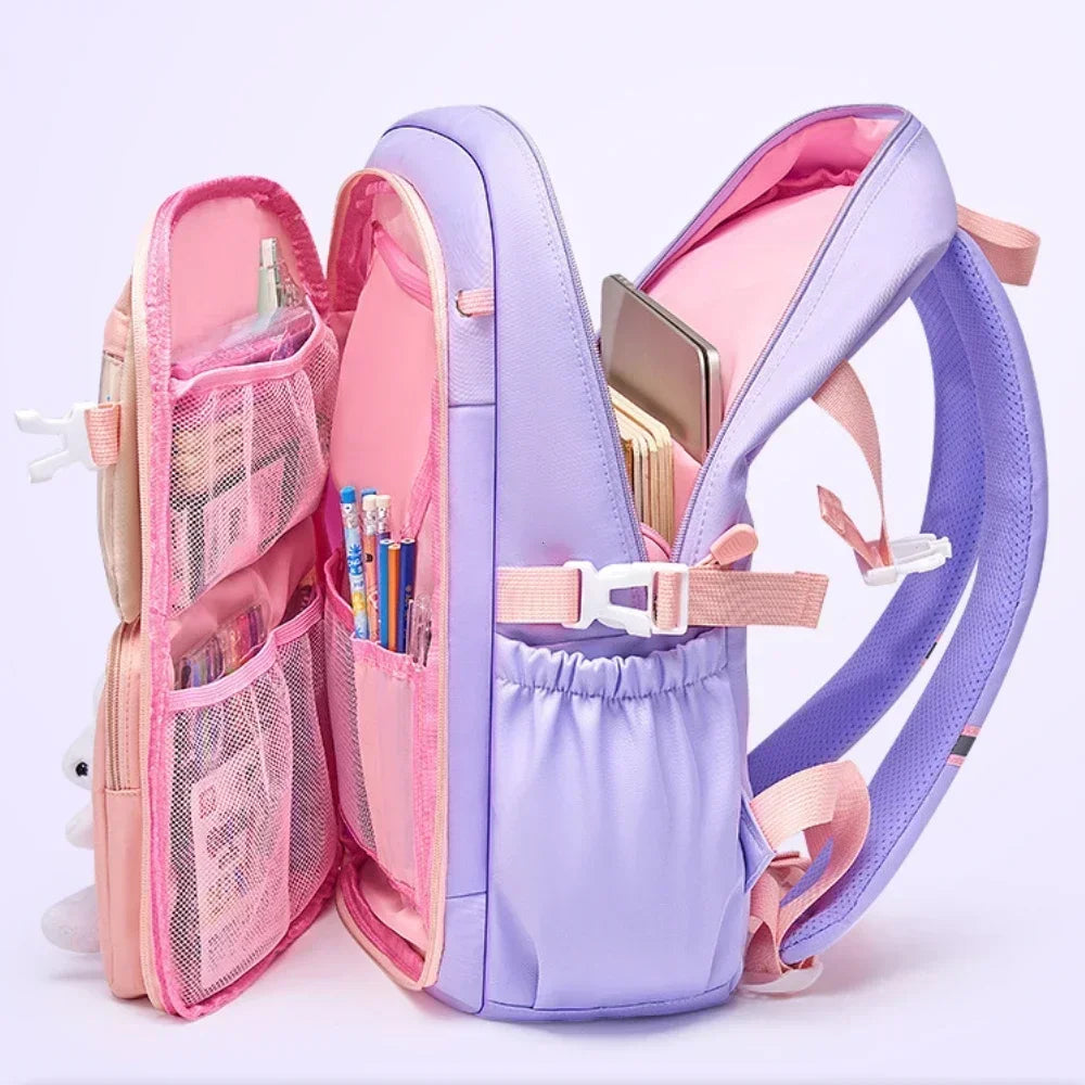 Mochila escolar ligera Kawaii para niñas de primaria 2025, impermeable, colorida, de viaje, ideal como regalo.