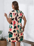 2024 Spring and Summer Cross-border Europe and America New Large Women's Fashion V-neck Shirt Dress Plus Size
