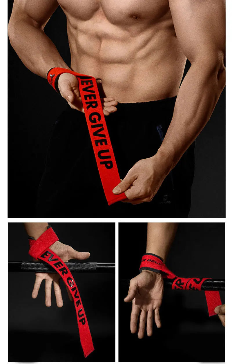 1 par de correas antideslizantes para mancuernas de gimnasio, correas para levantamiento de pesas, equipo de fitness CrossFit, muñequeras para entrenamiento de ejercicios de levantamiento.