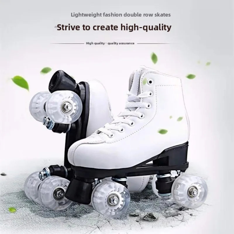 Adult Double-Row Roller Skates, Men's and Women's Flashing Four-Wheel Skates, Fancy Rink Professional Adult Skates