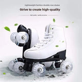 Adult Double-Row Roller Skates, Men's and Women's Flashing Four-Wheel Skates, Fancy Rink Professional Adult Skates