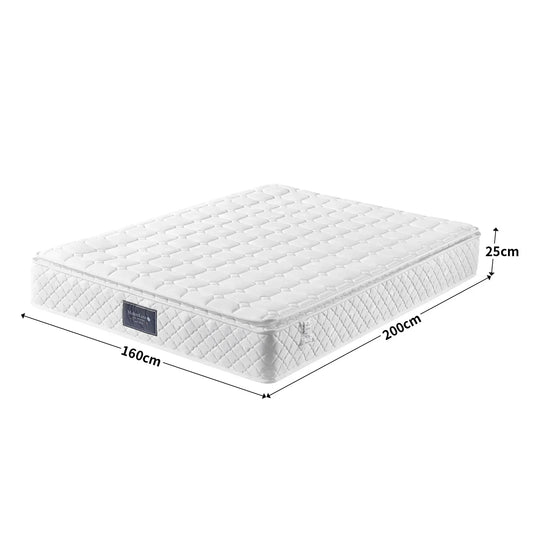 Anajqaqia 160x200cm Spring Mattress, 7-Zone Cold Foam, with H3 Firmness, Oeko-Tex Certified, Quilted Microfiber Cover, 25cm Thickness