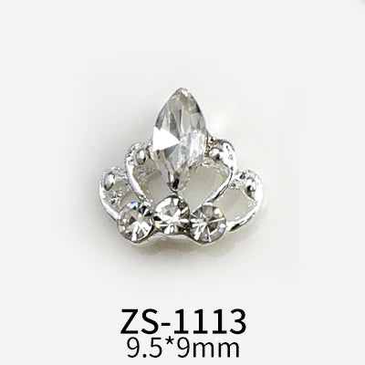 10pcs New Crown Alloy Zircon Nail Art Charms Silver Shiny Crystals Jewelry Hot Sale Nails Decoration 3D Manicure Accessories %2