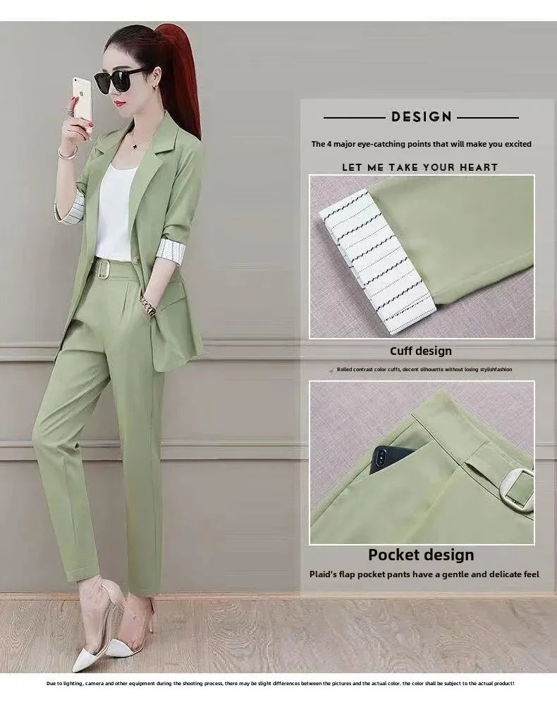 Conjunto de traje de tres piezas para mujer, elegante y a la moda, para primavera y otoño, ropa profesional de verano, novedad