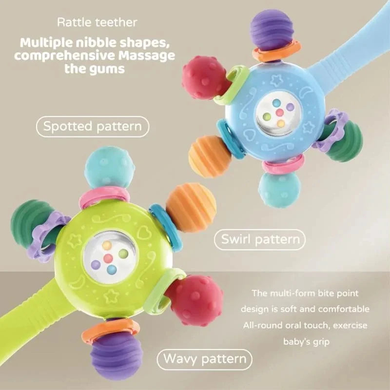 Baby Toys 0 6 Months Rattle Teether Development Games Sensory Toys Soft Silicone Teether Chewable For Newborns Babies 12 Months