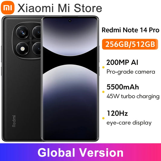 Global Version Xiaomi Redmi Note 14 Pro Smartphone 200MP AI Camera Helio G100-Ultra NFC 6.67" AMOLED Display