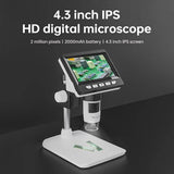 4.3 Inch Digital Microscope 1080P 50-1000x Coin Microscope 2000mAh Soldering Microscope for Electronics Repair PCB PC Laptop