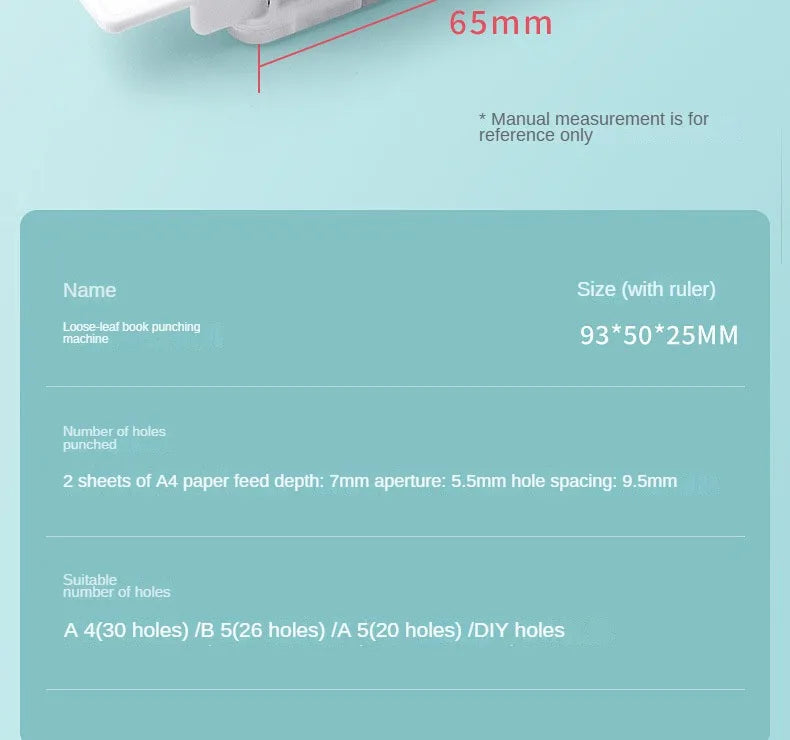 Mini 6-Hole Punching Machine DIY Book Page Stitcher Paper Binding Punch Planner Loose Leaf Paper Hole Puncher Office Stationery