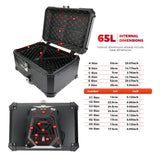 KEMIMOTO 45L/55L/65L Motorcycle Aluminum Case Tail Box Trunk with backrest Universal Top Tail Rear Luggage Tool Storage Box
