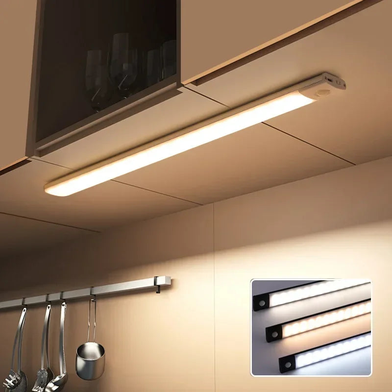 10-60cm led sob luzes do armário sensor de movimento luz noturna lâmpada sem fio recarregável para armário de cozinha quarto guarda-roupa luz