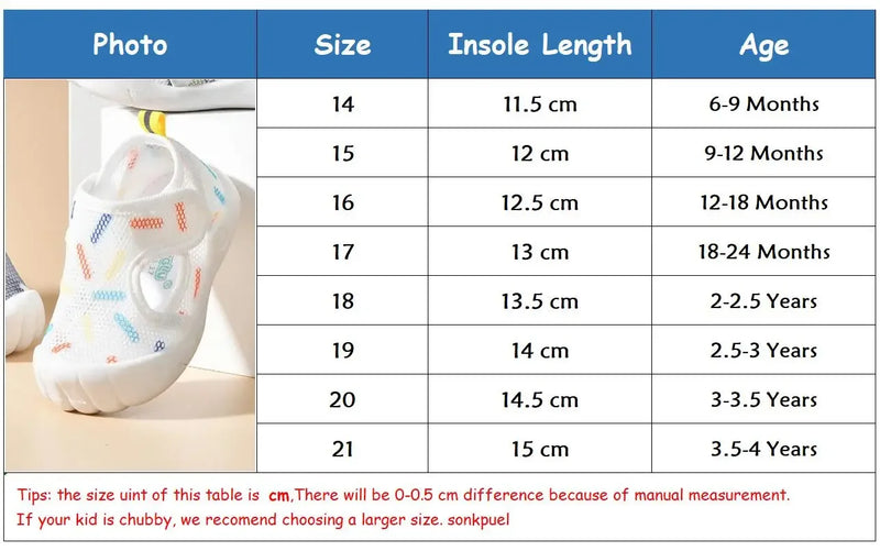 Sandalias de verano transpirables de malla de aire para niños de 1 a 4 años, zapatos casuales unisex para bebés, suela suave antideslizante, zapatos ligeros para primeros pasos.