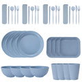 36pcs Plate Sets Wheat Straw Eco-Friendly Ramen Bowl Tableware Dinner Dishes Set Camping Tableware Set With Knife Fork Spoon