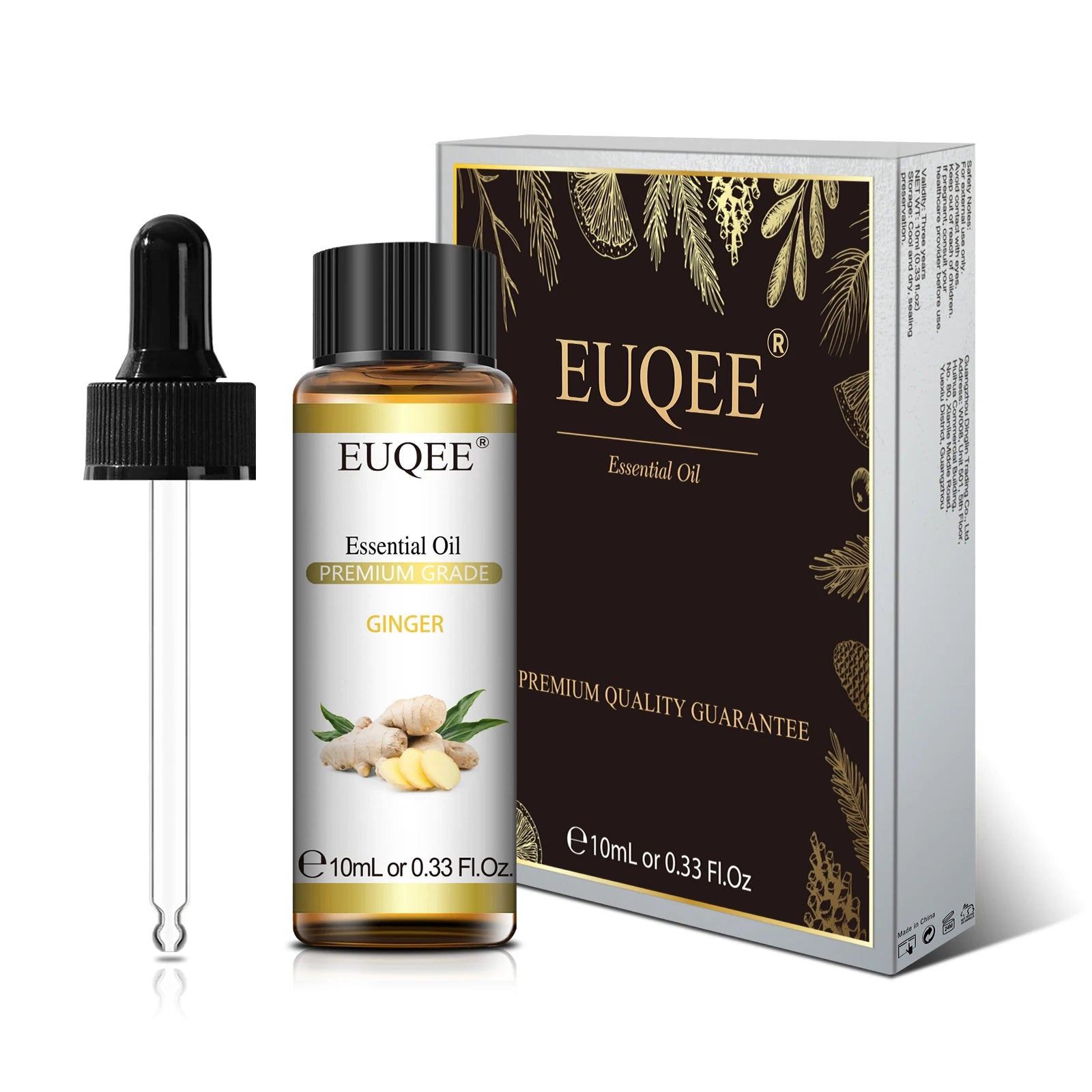 Óleo Essencial Natural de Plantas EUQEE 10ml com Conta-gotas para Difusor e Umidificador – Lavanda, Jasmim, Eucalipto e Baunilha