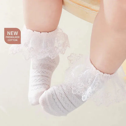 Cute Lace Flower Mesh Summer Newborn Baby Socks Cotton Baby Girl Socks See Through Anti Slip Socks Calcetines Skarpetki Socken