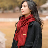 Bufanda de lana tejida, bufandas gruesas para exteriores, resistentes al viento, térmicas, chales largos, tejidas a crochet, pañuelo para el cuello, bufanda para pareja