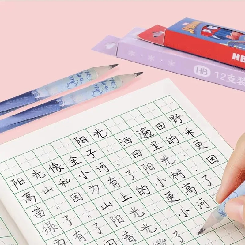 12pcs Disney Spiderman Hb Pencil With Eraser Lotso Elsa Student Stationery Write Draw Pencil Kids School Supplies Wholesale