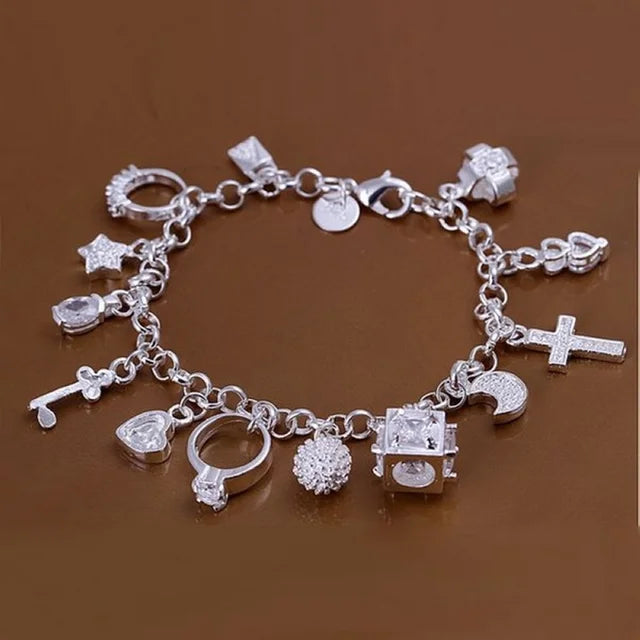 Fine 925 Sterling Silver Bracelet for Women and Men, Noble Nice Chain, Solid Charms, Wedding Party Gift, Fashion Jewelry, Hot Model 