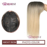 Aplique de cabelo Topper HUAYA volume e franja natural com 3 clipes cabelo liso sintético