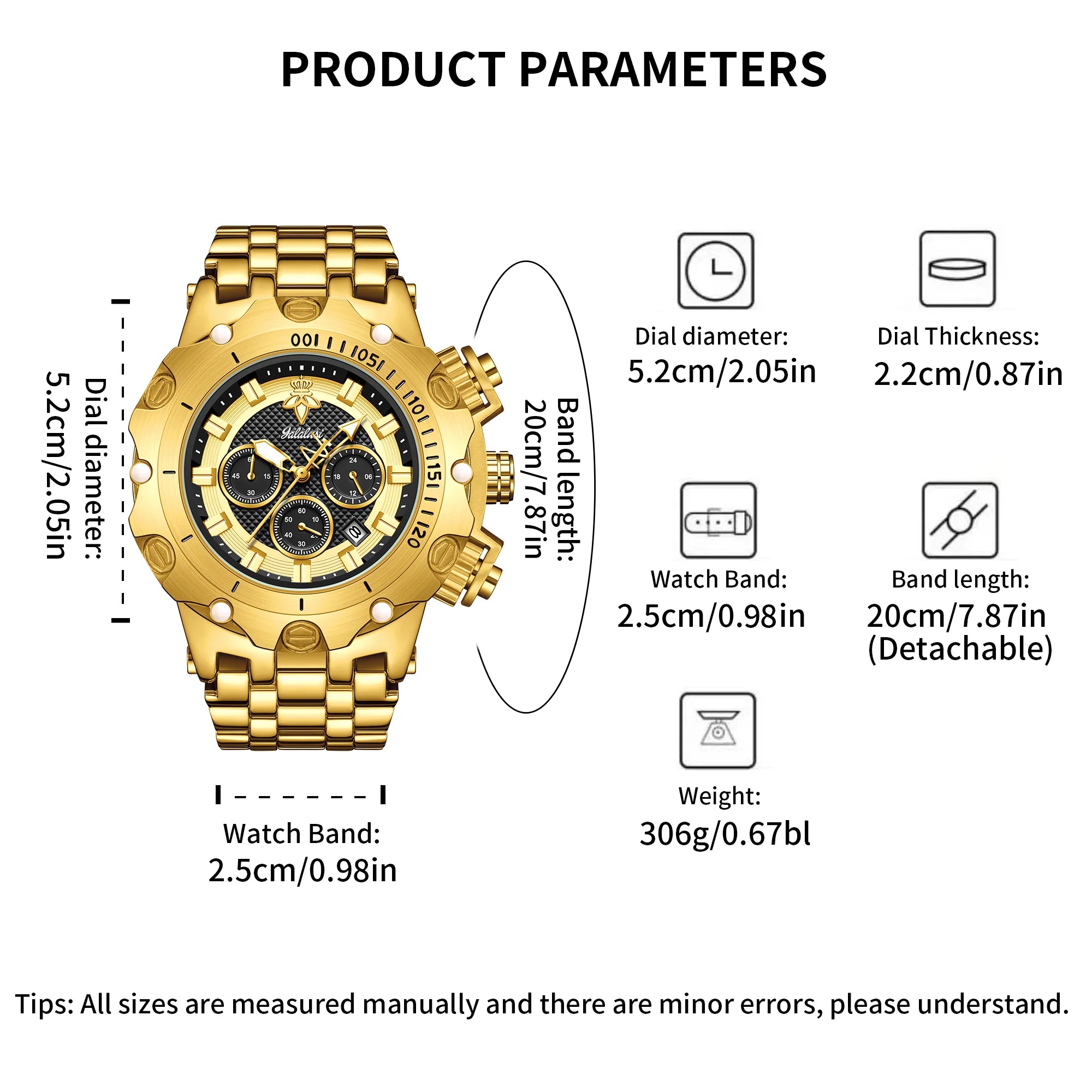 YaLaLuSi Men's Quartz Watch Dominant Design Multi Functional Practical Style Elegant Timepiece for Gentlemen