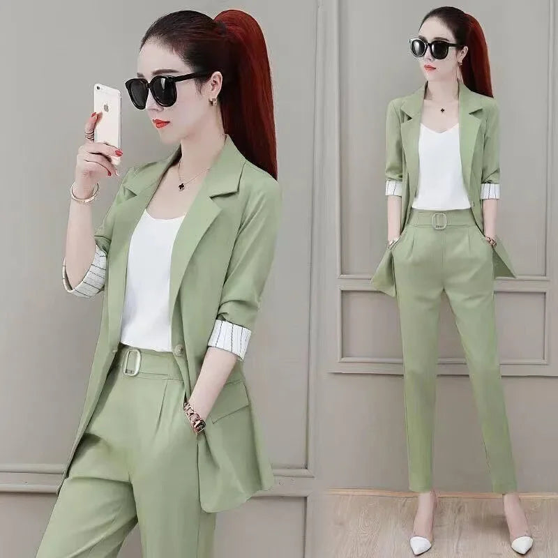 Conjunto de traje de tres piezas para mujer, elegante y a la moda, para primavera y otoño, ropa profesional de verano, novedad