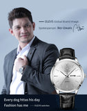 OLEVS 2935 Dual Calendar Quartz Dress Watch For Men Simple Original Leather Men's Watches Waterproof Luminous Business Hand Clock