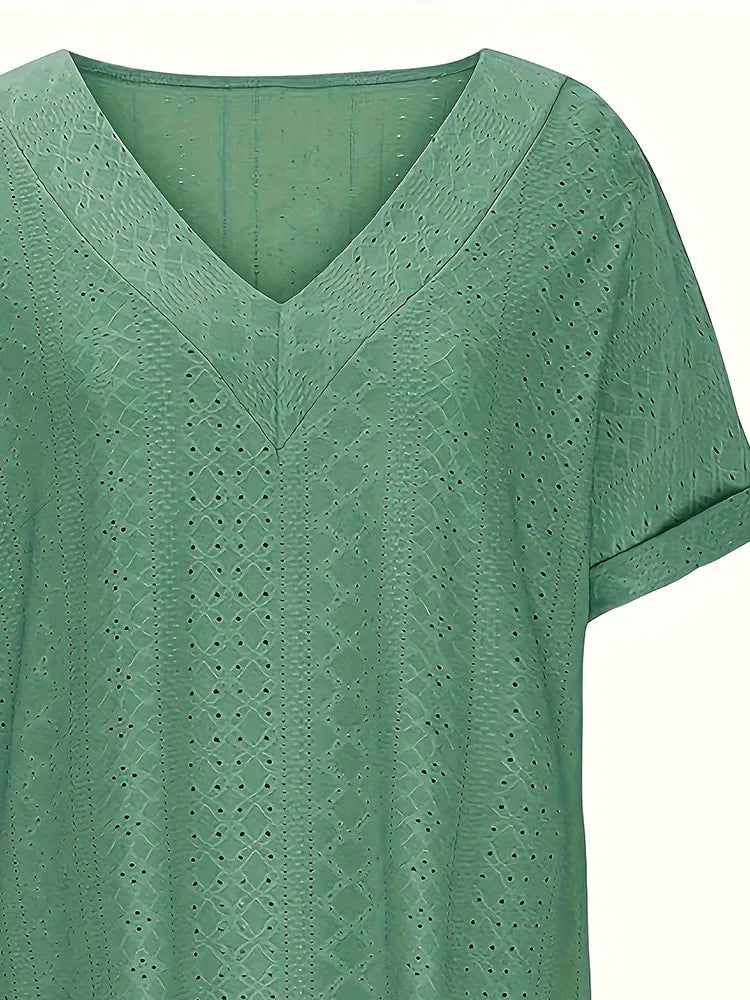 Camiseta casual de malha grande feminina confortável solto ajuste em torno do pescoço manga curta camisetas para senhoras plus size