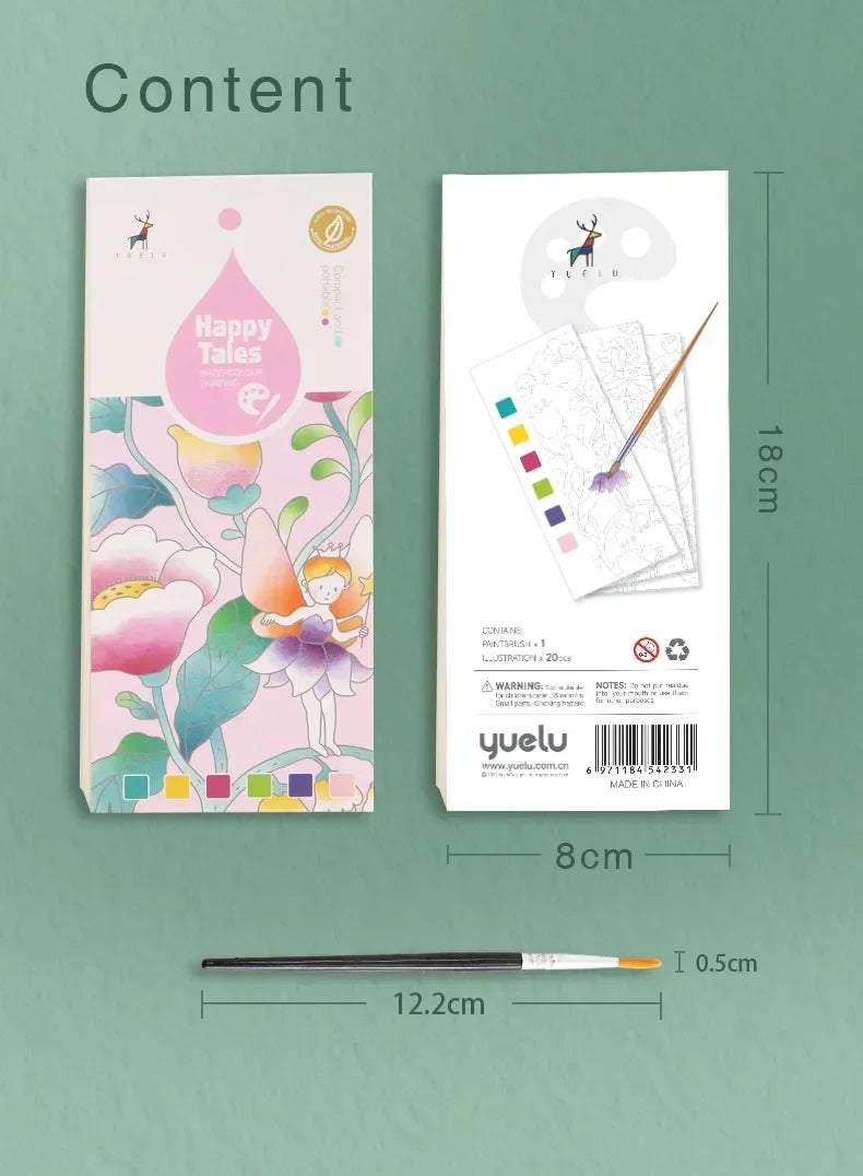 20 Sheets Portable Children Watercolor Painting Book Paint with Water Kids Gouache Graffiti Picture Coloring Drawing Toys Gifts