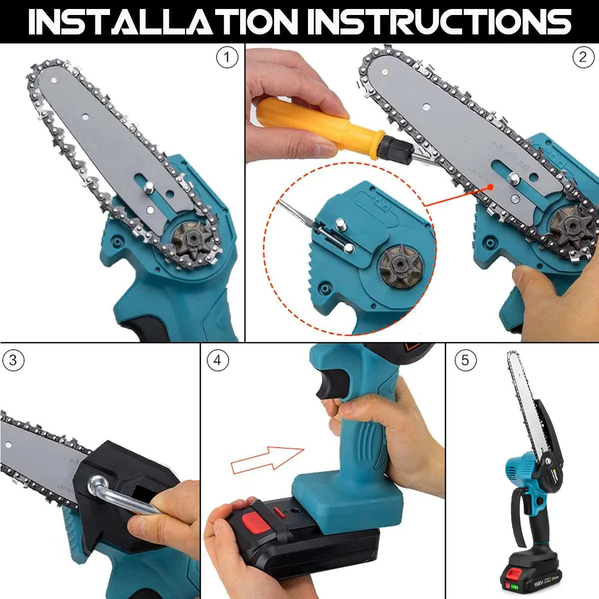 Gisam Brushless 8 Inch Electric Saw Electric Chainsaw One-handed Woodworking Garden Tool Pruning Saw For Makita 18V Battery