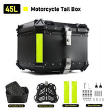 65/55/45L Aluminum Silvery Motorcycle Top Box Waterproof Rear Luggage Case Motorbike Trunk Tail Helmet Box Quick Release Toolbox
