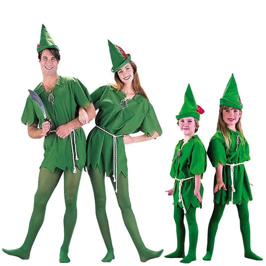 Disney Cartoon Green Elf Robin Hood Cosplay Halloween Costumes for Men Women Adult Clothing Carnival Party Ball Costume Kid Gift