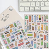 8pcs Pencils Erasers Pens Clips Stationery Themed Stickers Handbook DIY Notebooks Dairy Pens Students' Back-to-School Gifts