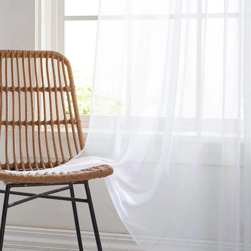 Sheer Curtains for Bedroom Windows Casual Solid White Yarn Tulle Curtain for Nursery/Living Room Kitchen Window Treatments