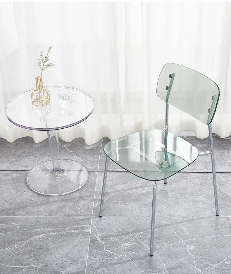 Modern Simple Household Transparent Dining Chair Backrest Single Person Leisure Net Red Table Plastic Chair Makeup Chairs  стул