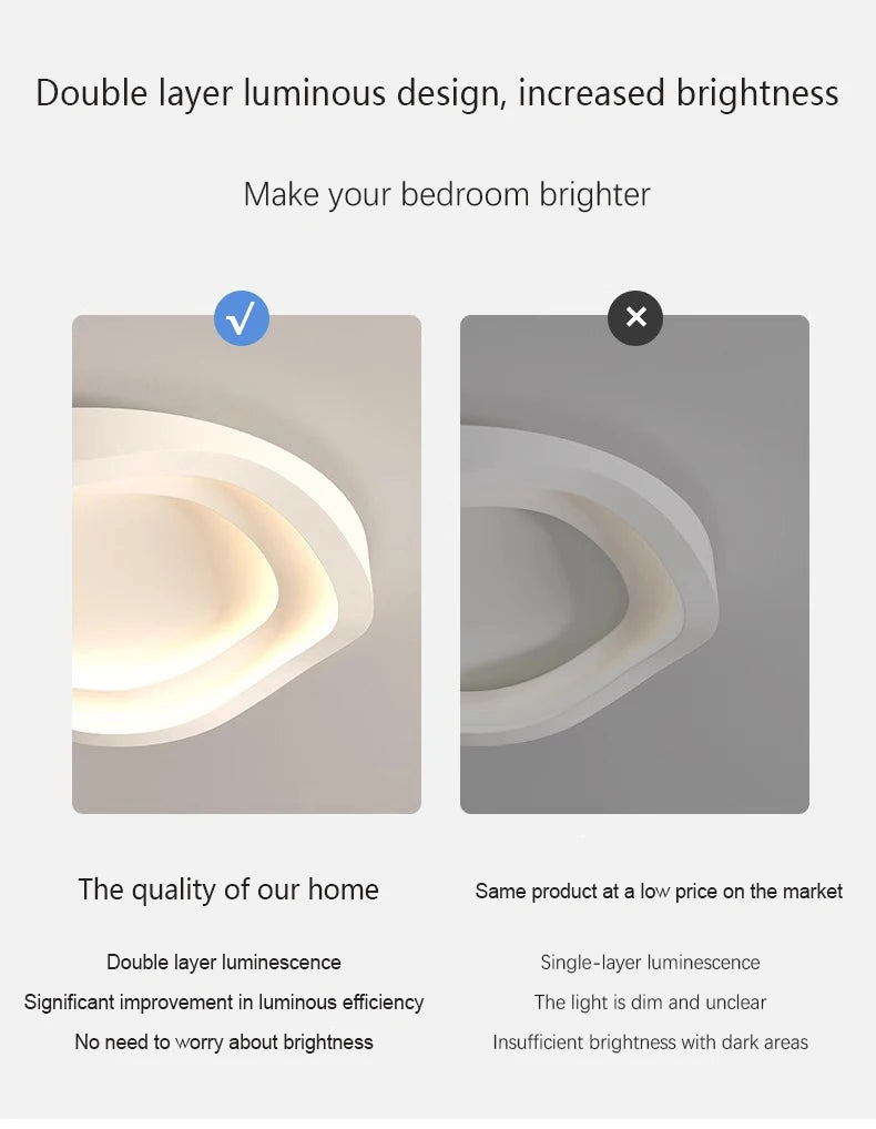 Modern Bedroom Ceiling Light Home Decor Simple Master Bedroom Lamps Nordic Circular Cream Style Living Room LED Lighting Fixture