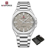 New Style NAVIFORCE Men's Wrist Watch 3ATM Waterproof Stainless Steel Band Luminous Pointer Display Luxury Boys Watches Gifts
