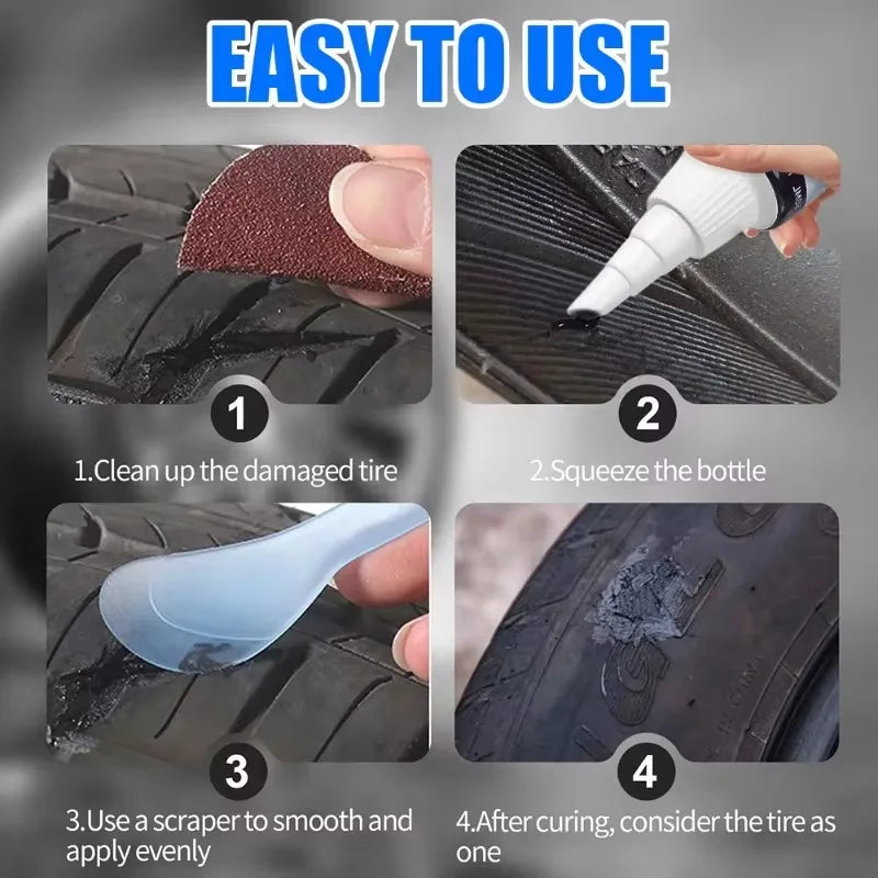 Strong Rubber Tire Repair Glue, resistente ao desgaste, não corrosivo, adesivo, colagem, reparação de pneus de carro, selante, 50ml, 3 pcs