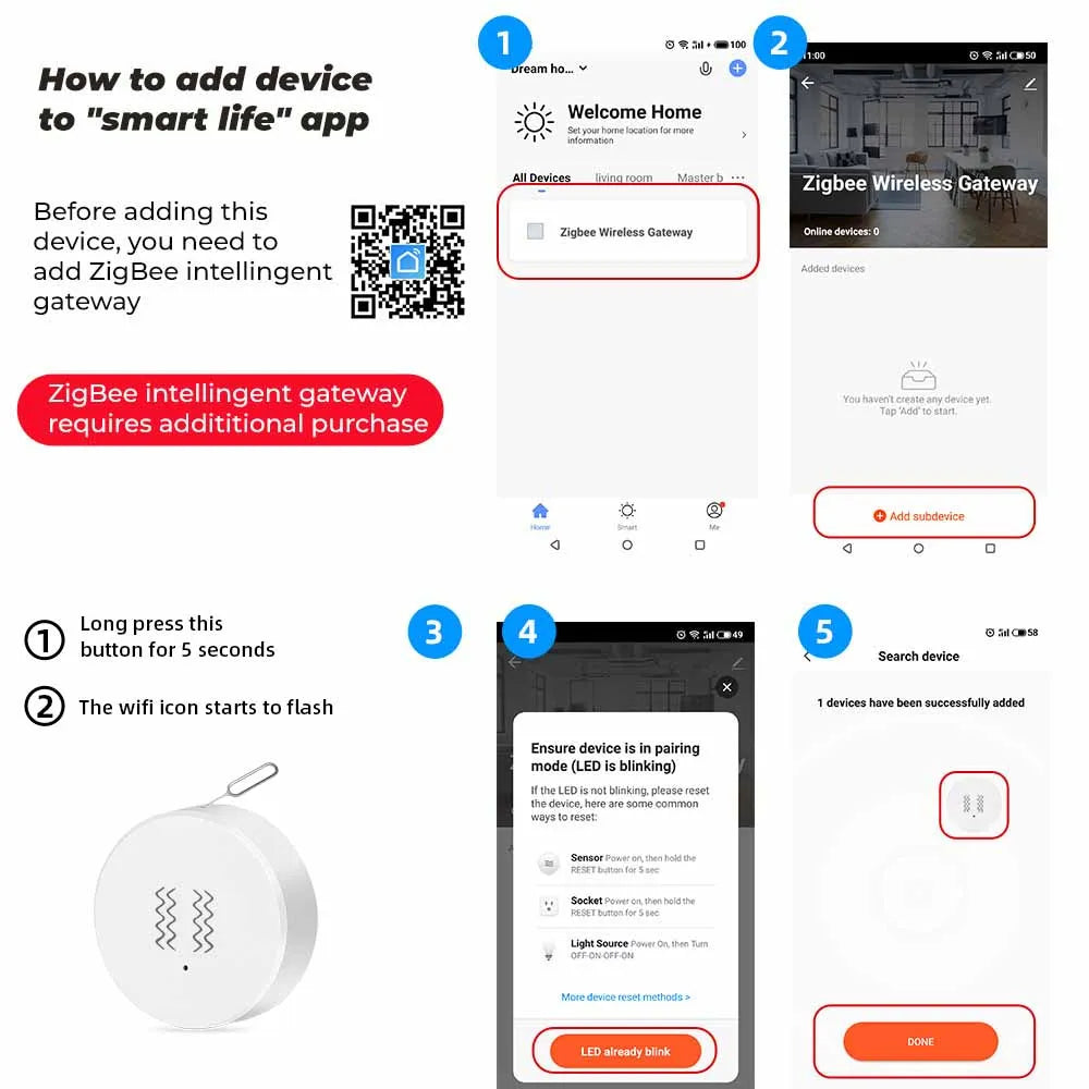 Tuya ZigBee Vibration Detector Smart Life App Monitor remote Security Protection Zigbee Sensor Motion Shock Alarm Need Gateway