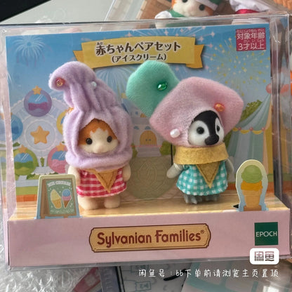 Original Sylvanian Families Anime Girl Figures Baby Raincoat Easter Fruit Kawaii Cute Room Decoration Christmas Gift For Kid Toy