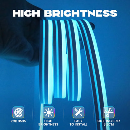 EU Plug DC24V 3535 RGB Neon LED Strip 5/10/15/20/30M Bluetooth Music Sync Waterproof Neon Rope Light for Indoor Outdoor Decor